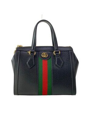 Gucci Handbag Ophidia Black Dark Green Red Cotton Leather